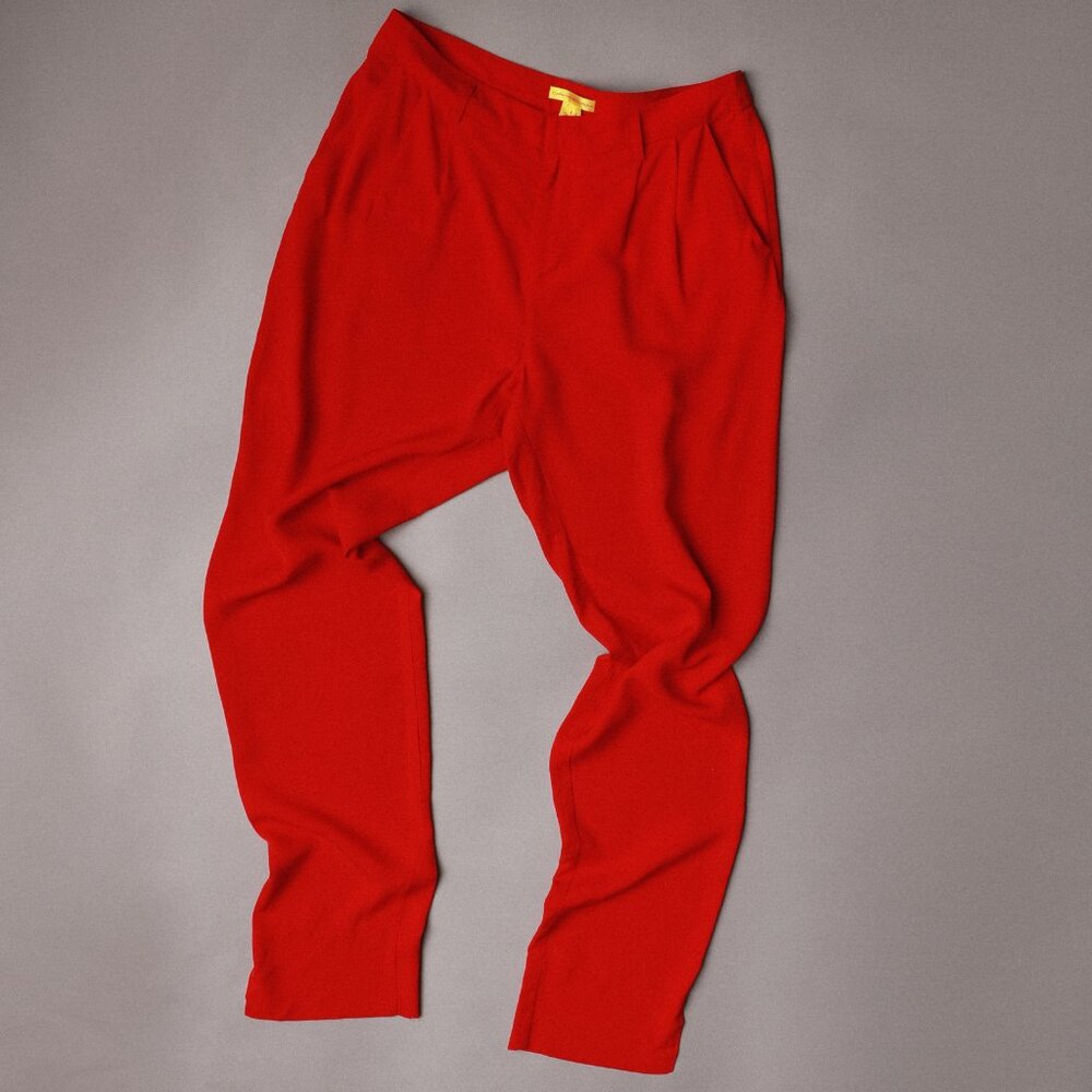 CATHERINE MALANDRINO Silk Red Lightweight Pants Size 8